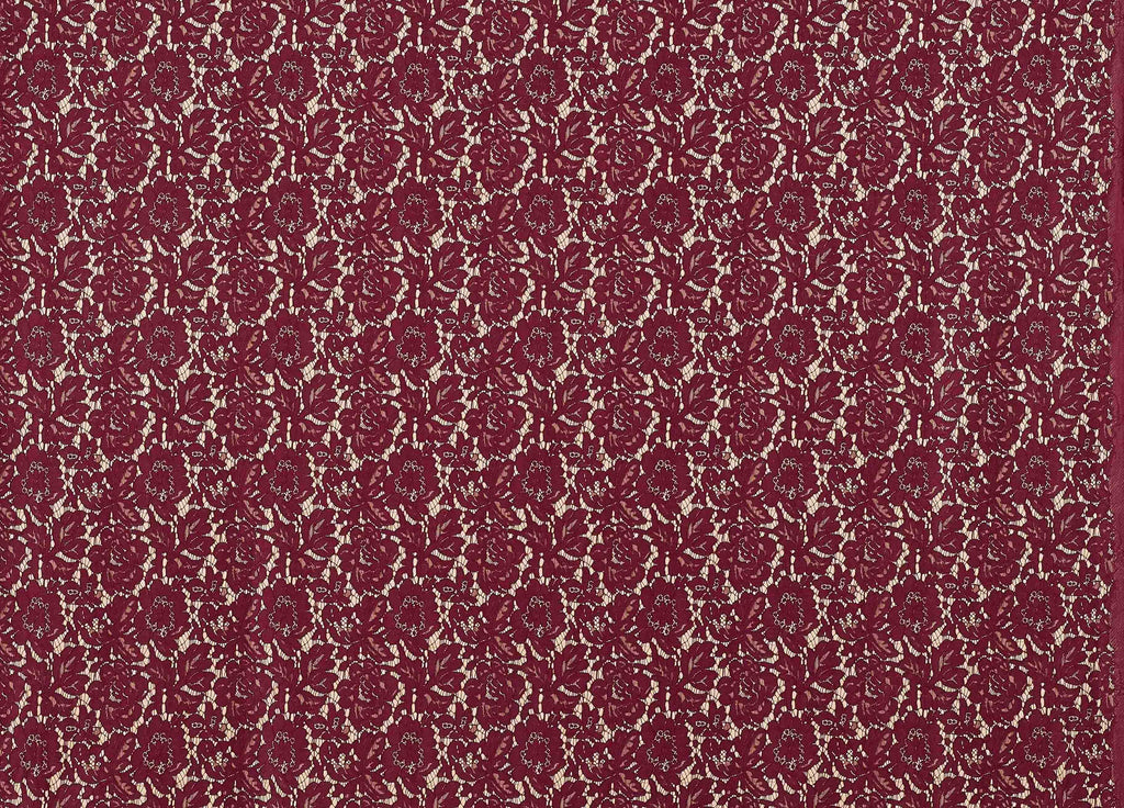 BURGUNDY DELIGHT | 24122-BONDED-RED - EVERLY CORDING FLORAL LACE BONDED - Zelouf Fabrics