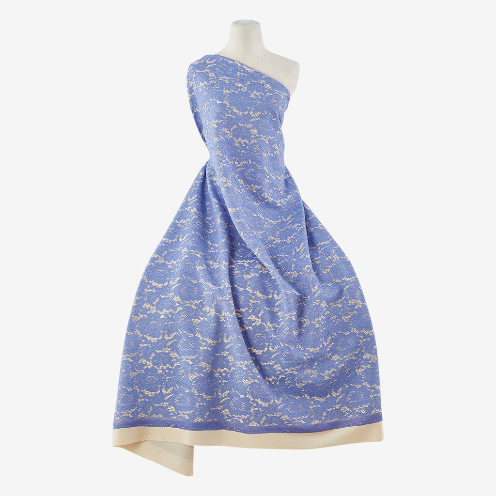 ALMOND MYSTERY | 24122-BONDED-BLUE - EVERLY CORDING FLORAL LACE BONDED - Zelouf Fabrics
