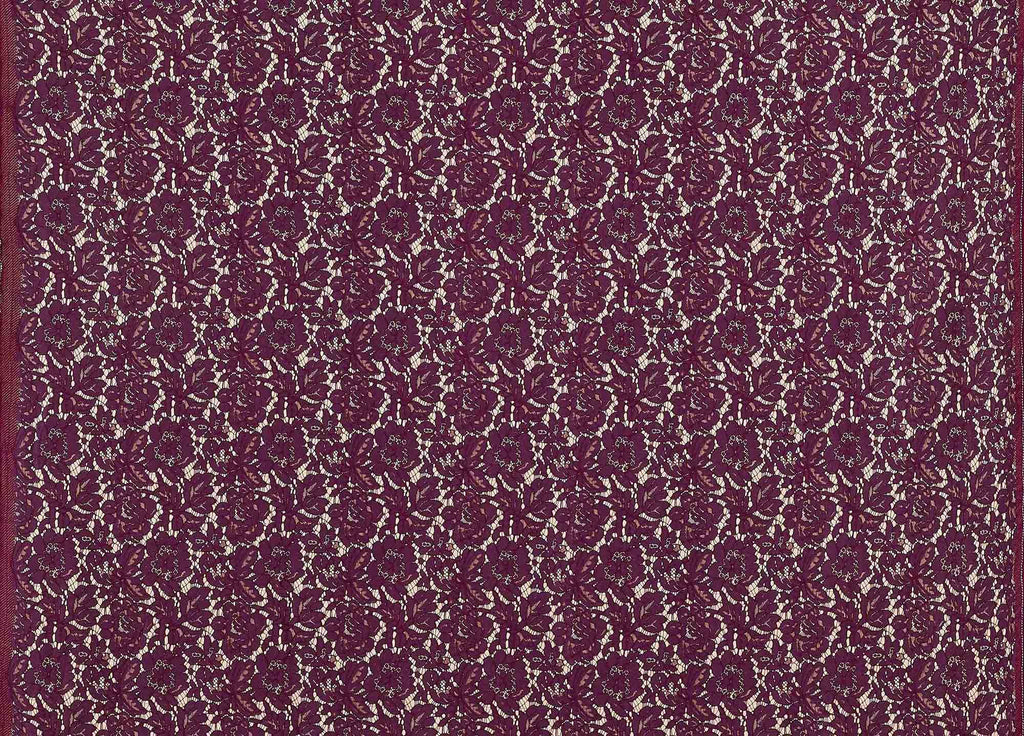 PLUM DELIGHT | 24122-BONDED-PURPLE - EVERLY CORDING FLORAL LACE BONDED - Zelouf Fabrics