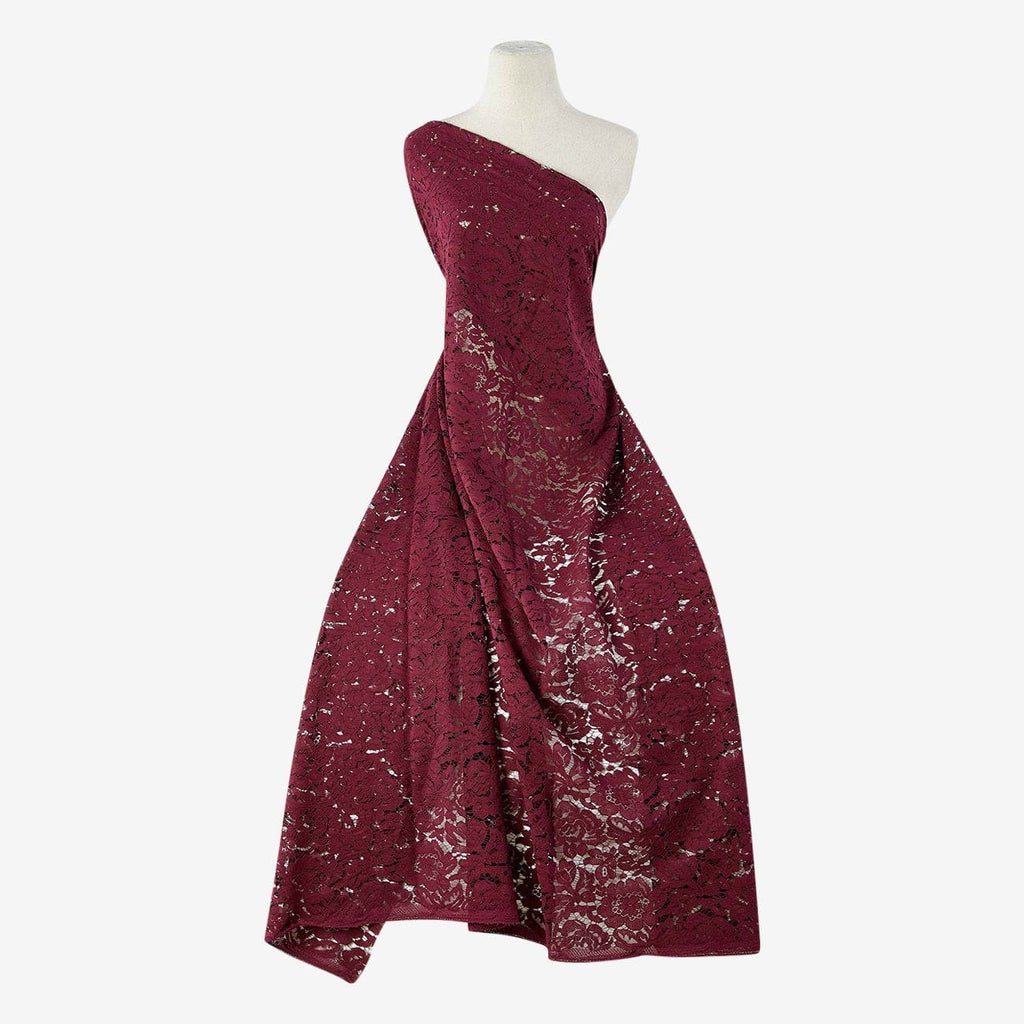 BURGUNDY DELIGH | 24122-RED - EVERLY CORDING FLORAL LACE - Zelouf Fabrics
