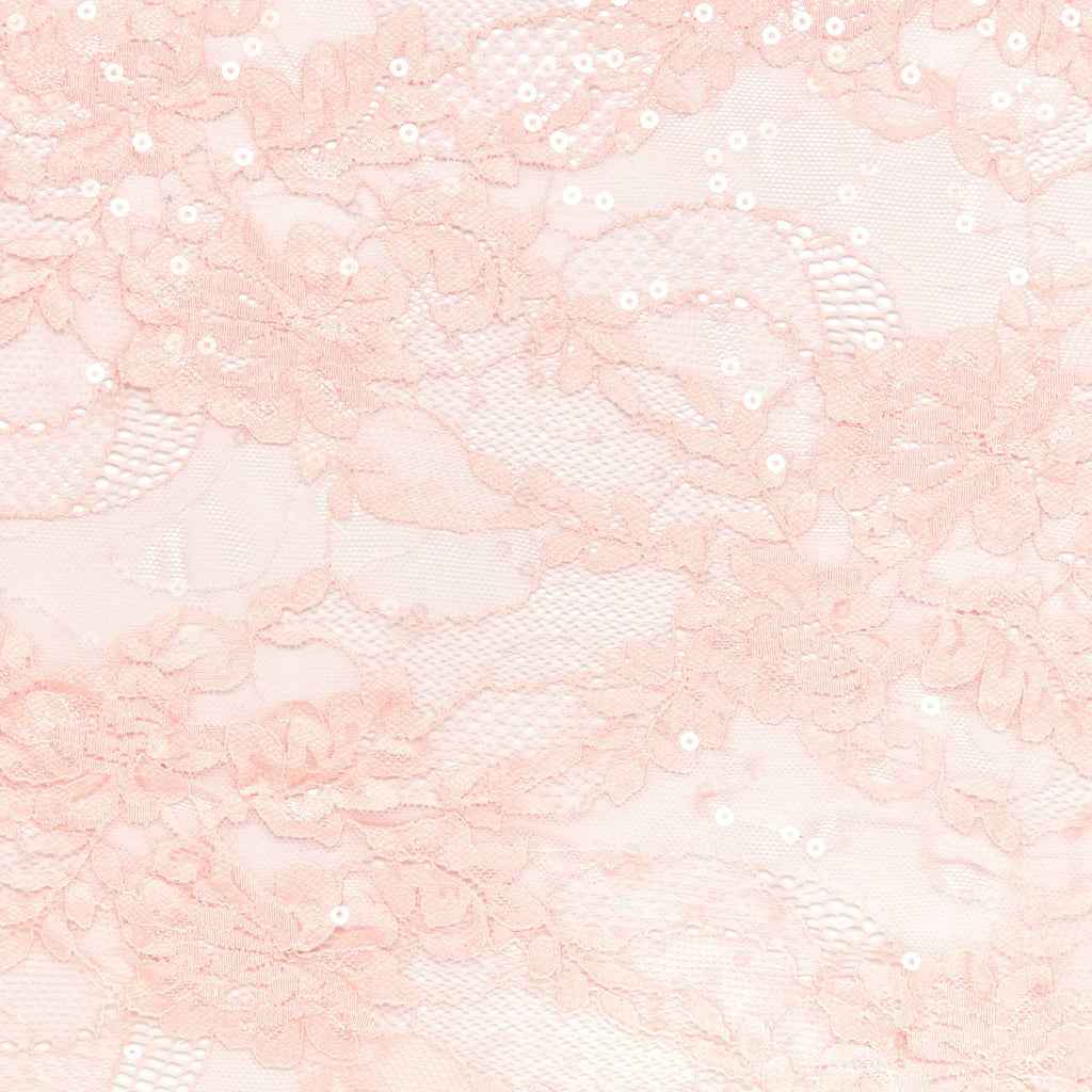 COCO FLORAL LACE W/SEQUINS  | 24131-SEQUINS BLUSH MUSE/CLEAR - Zelouf Fabrics