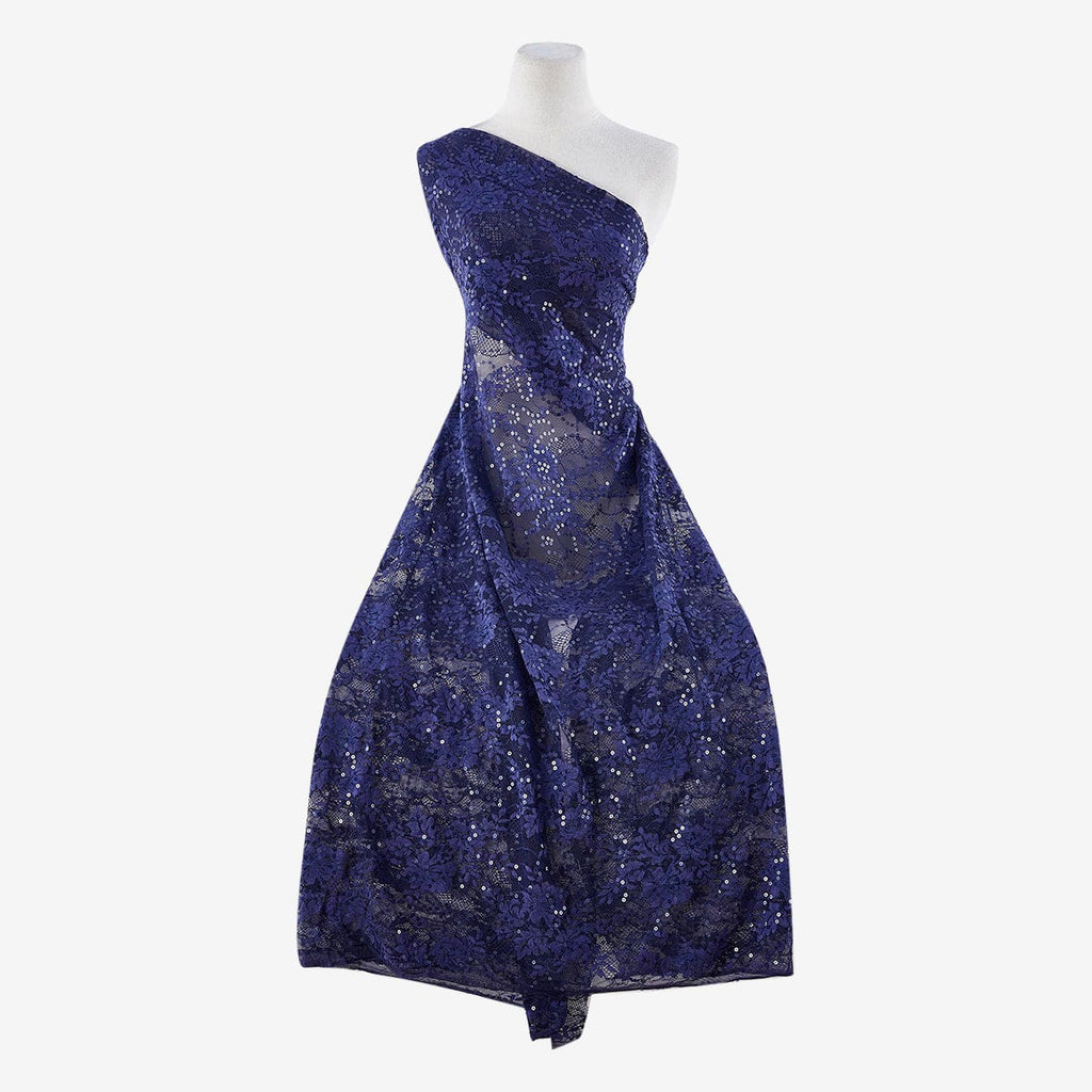 COCO FLORAL LACE W/SEQUINS  | 24131-SEQUINS INK HANA/NAVY - Zelouf Fabrics