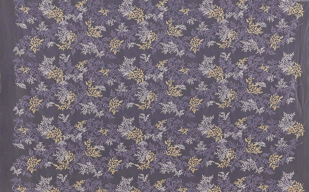 STEEL MIST | 24138 - CALYN EMBROIDERY STITCH FLORAL ON TULLE - Zelouf Fabrics