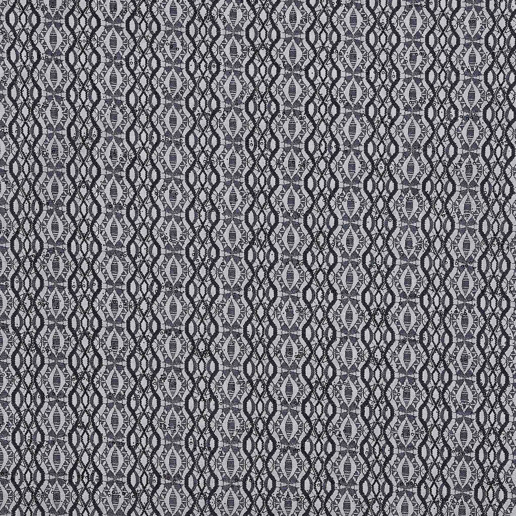 BLACK | 24150 - JORJA GLITTER TRANS SCALLOP LACE - Zelouf Fabric