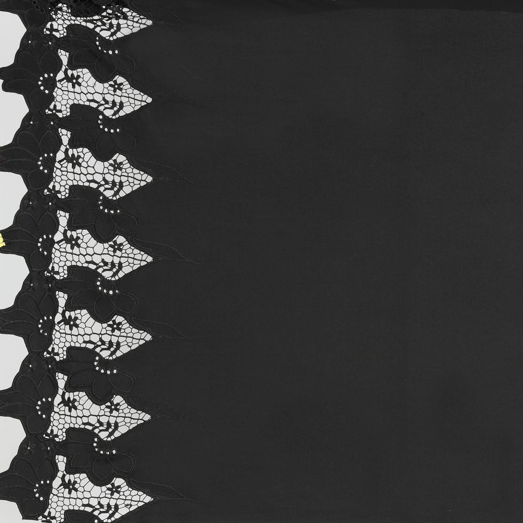 BLACK | 24161 - CLAUDIA SINGLE BORDER SCUBA CREPE FLORAL - Zelouf Fabrics
