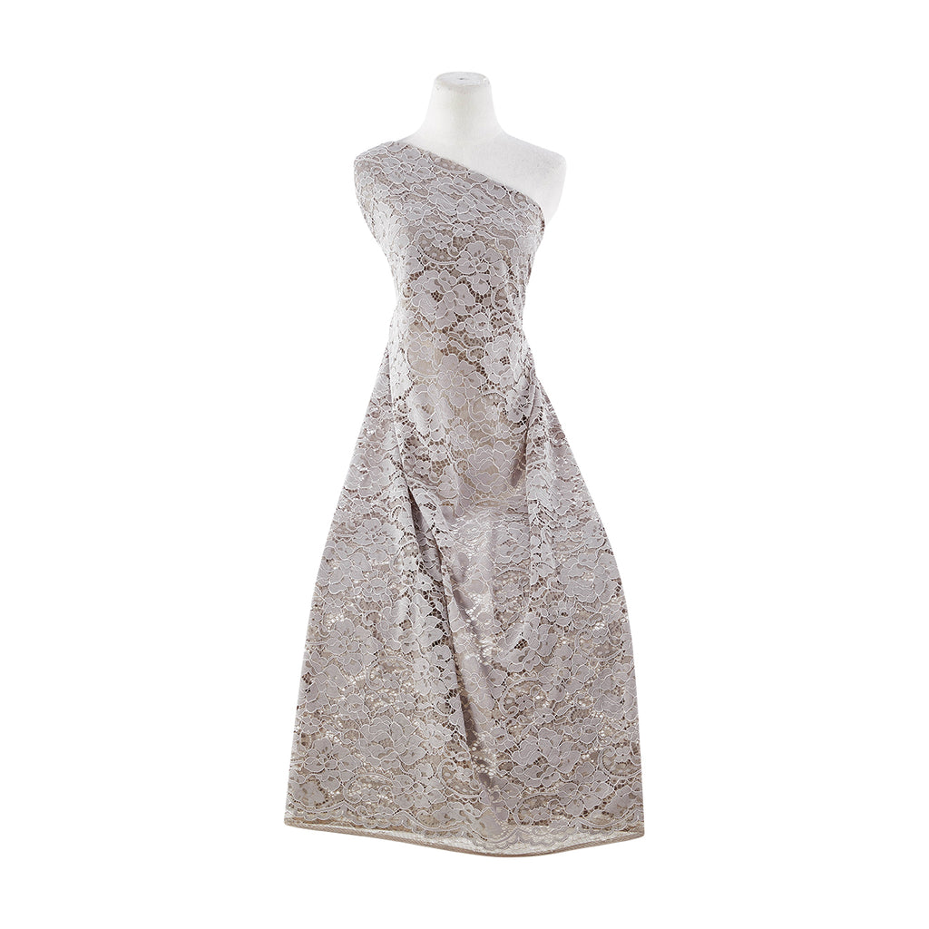 GERRY DOUBLE BORDER FLORAL LACE  | 24234 TAUPE/SHELL - Zelouf Fabrics