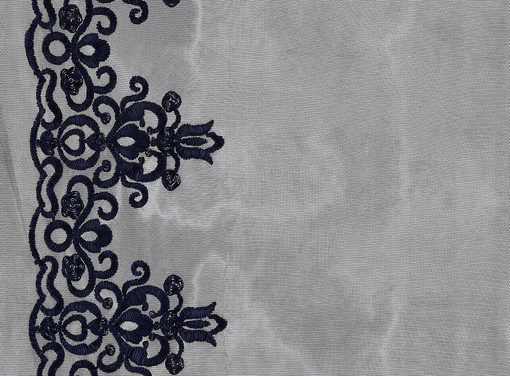 SHAN DOUBLE BORDER RIBBON EMBROIDERY ON 3D MESH  | 24241  - Zelouf Fabrics
