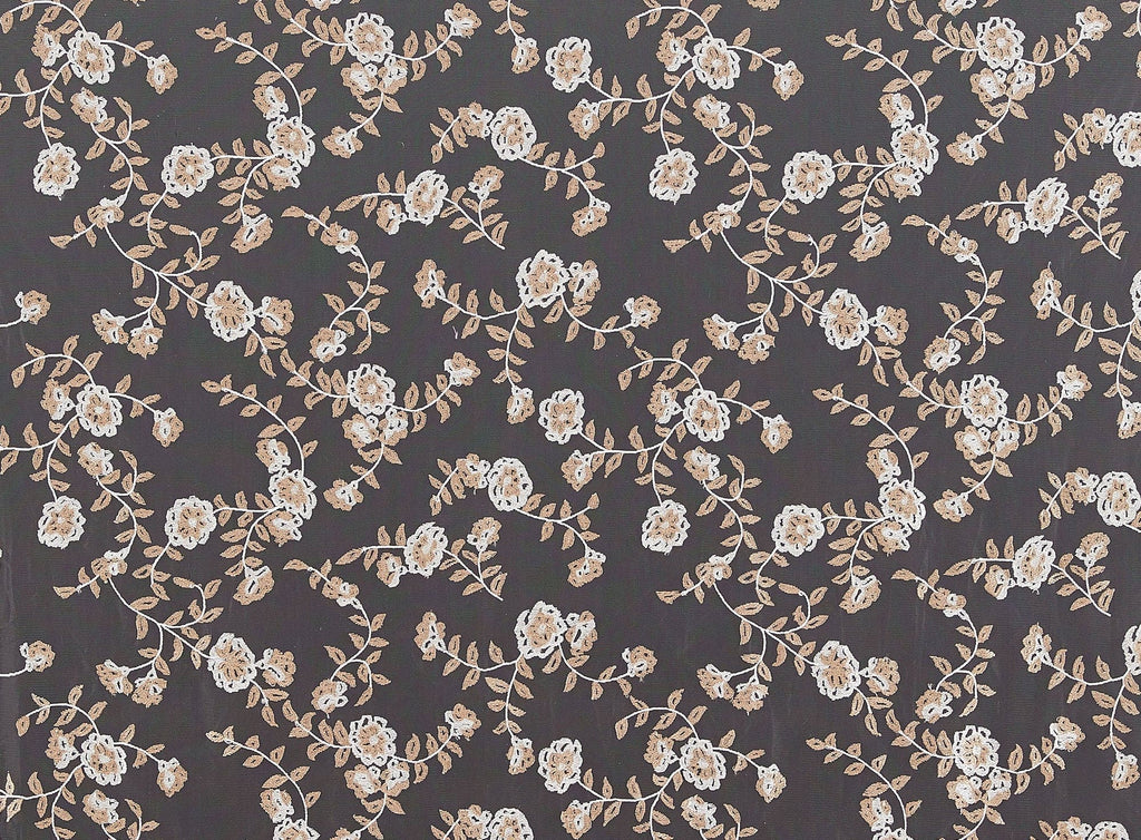 ELEMENT FLORAL EMBROIDERY ON MESH  | 24252  - Zelouf Fabrics