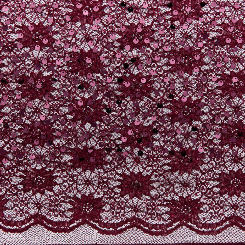 MAJESTIC BURGUNDY | 24288 - LARSEN FLORAL LACE - Zelouf Fabrics