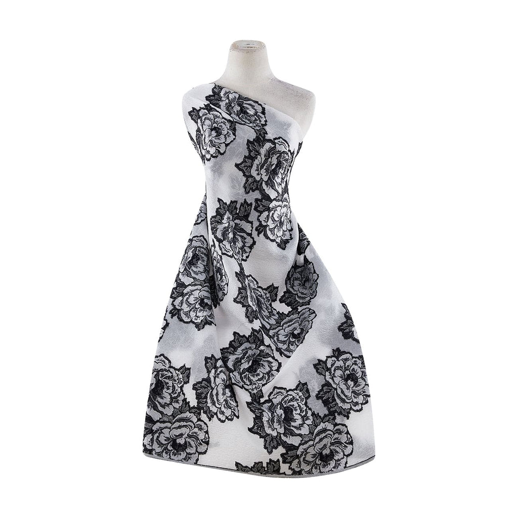 DAPHNE FLORAL LUREX JACQUARD  | 24327 BLACK/SIL - Zelouf Fabrics