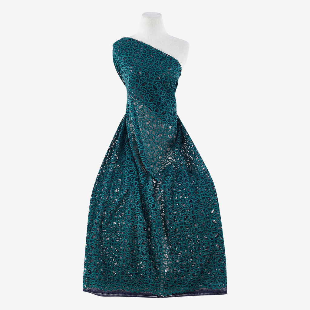 MAJESTIC EMERALD/NAVY | 24360 - BELOVED FLORAL LACE - Zelouf Fabric