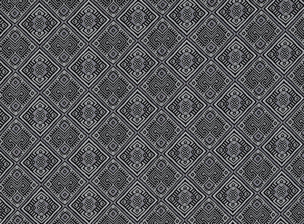 BLK/SILVER | 24382 - TIONA LACE W/BONDED LUREX INTERLOCK - Zelouf Fabrics