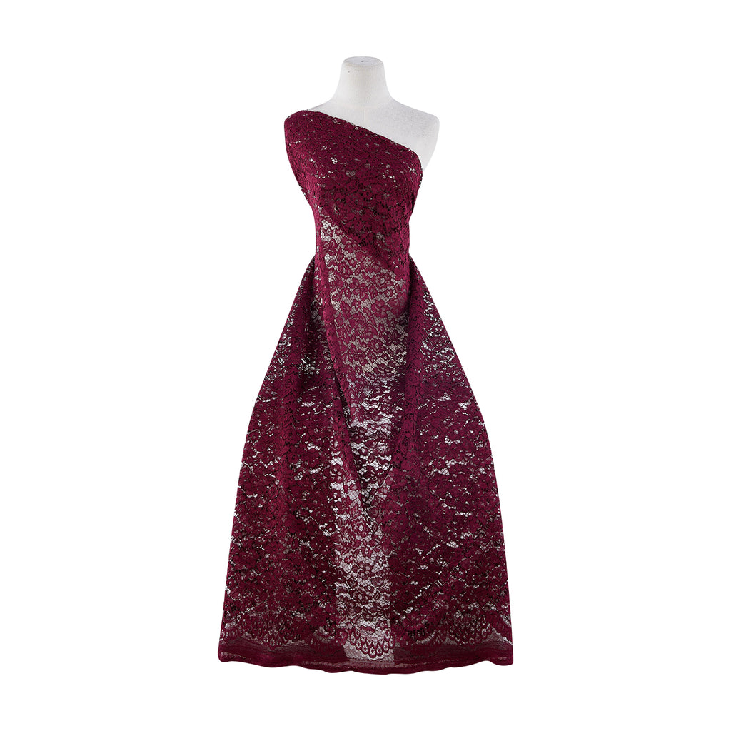 DELA FLORAL CORDED LACE  | 24385 MAJESTIC BURGUNDY - Zelouf Fabrics