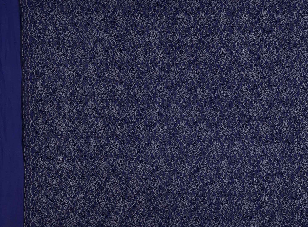 VERSATILE FLORAL LACE W/BONDED SCUBA  | 24425 NAVY DELIGHT - Zelouf Fabrics