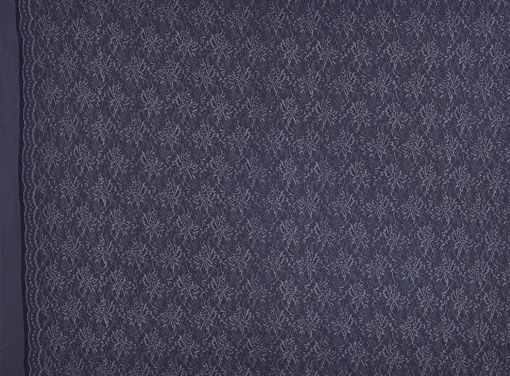 VERSATILE FLORAL LACE W/BONDED SCUBA  | 24425 STEEL DELIGHT - Zelouf Fabrics