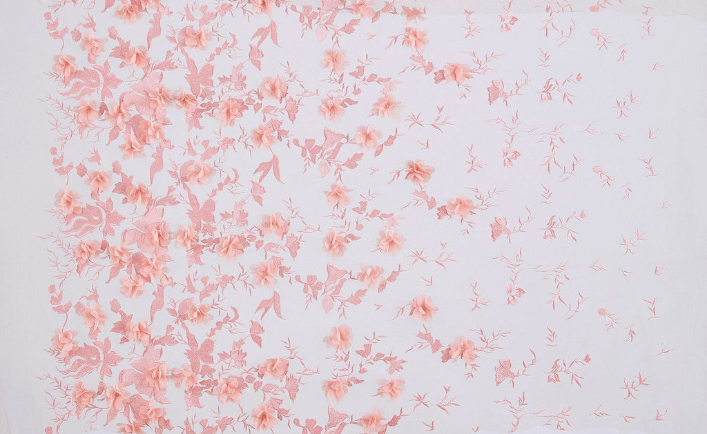 LATTE SHADOW/BLUSH SHADOW | 24443 - BERRY POP OUT FLORAL ON MESH - Zelouf Fabrics