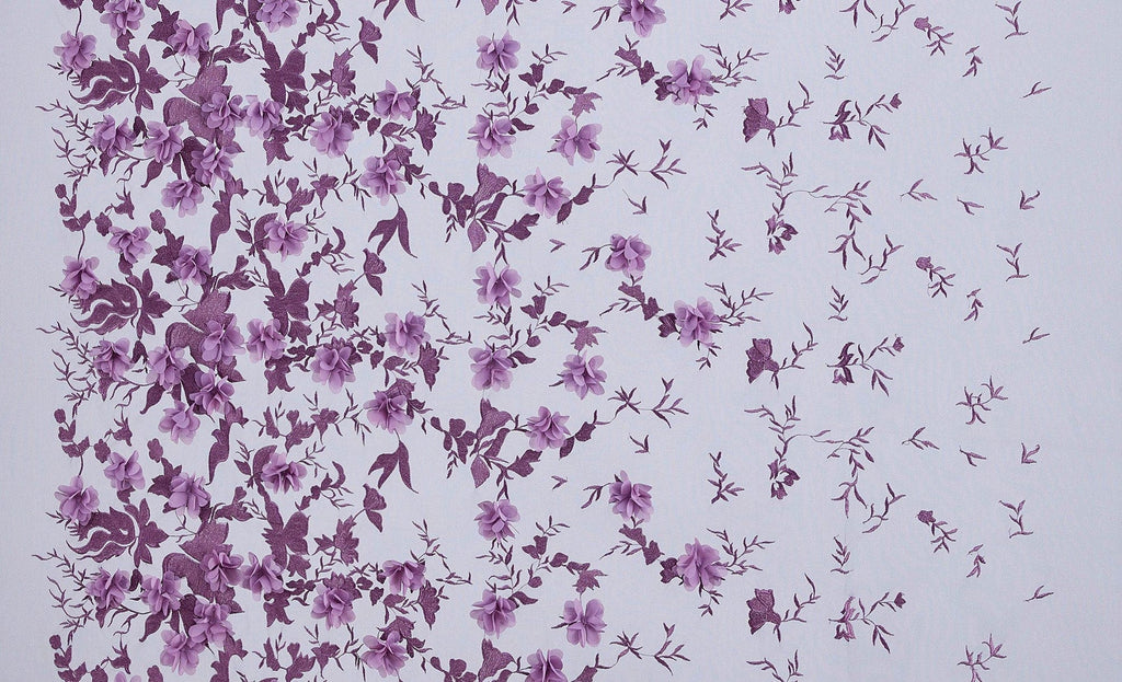 ROSY LILAC/BLK | 24443 - BERRY POP OUT FLORAL ON MESH - Zelouf Fabrics