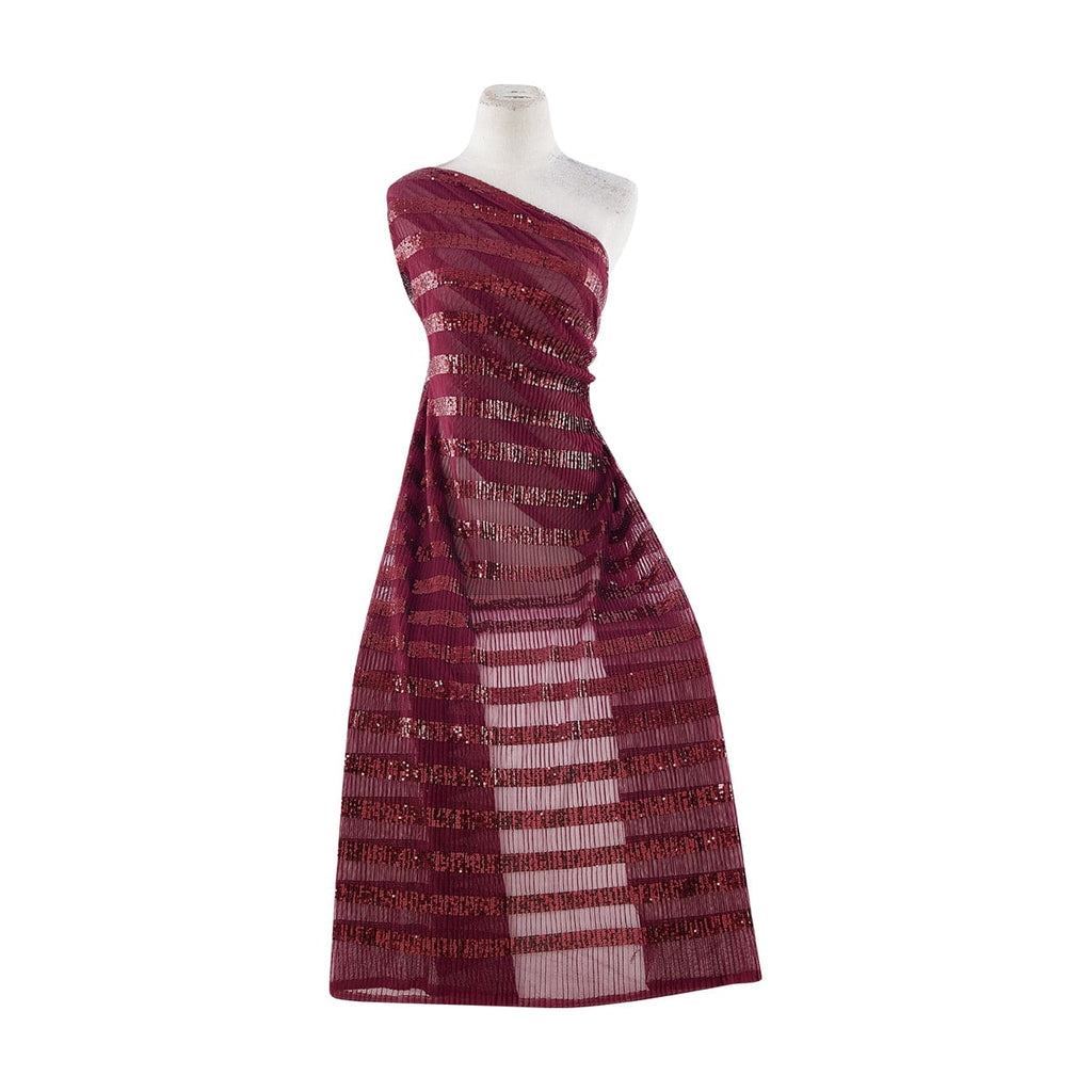CITY STRIPED SEQUINS ON TULLE  | 24452 MAJESTIC BURGUNDY - Zelouf Fabrics