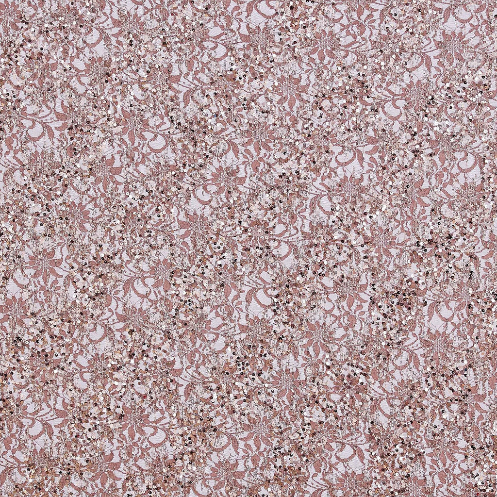 ELOQUENT FLORAL SEQUINS PAILLETE EMBROIDERY LACE  | 24458-SEQUINS CLAY MYSTERY - Zelouf Fabrics