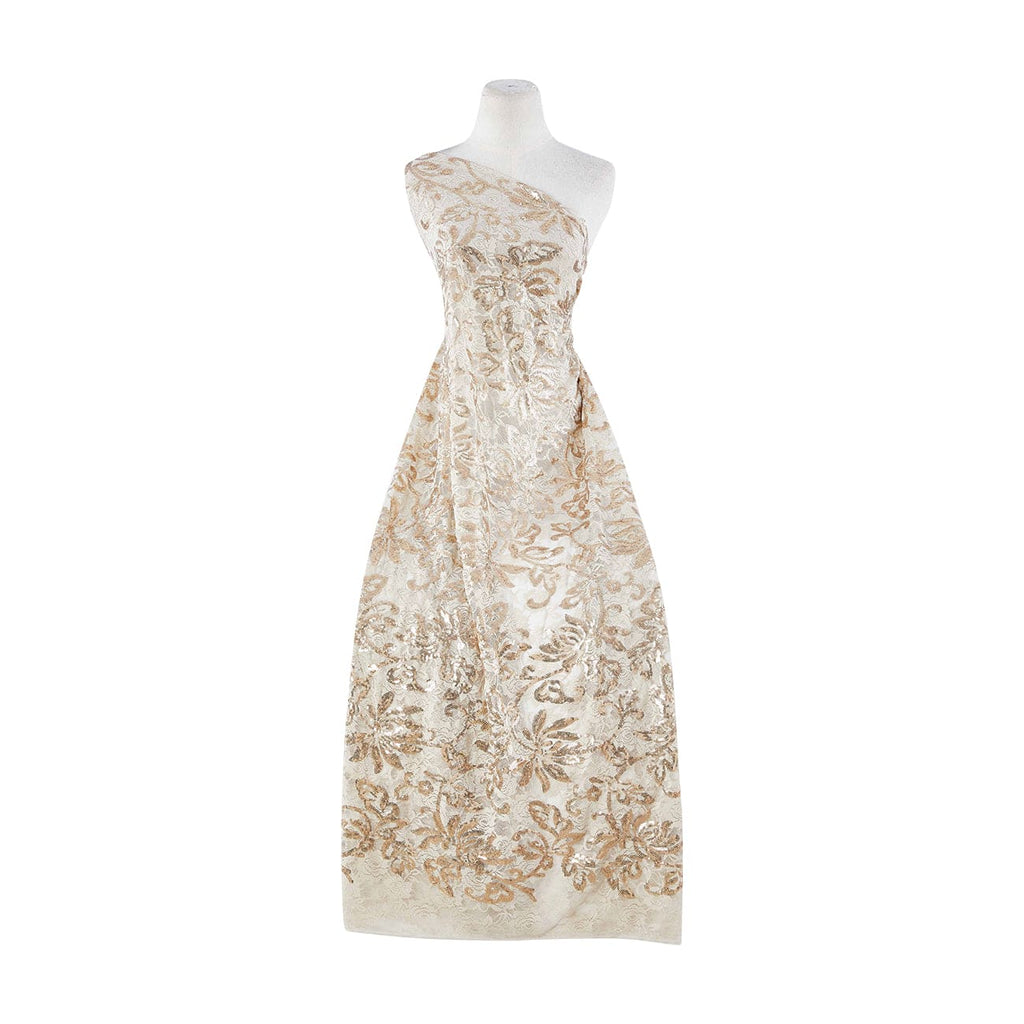 GOLD MUSE | 24459 - HALLY SEQUIN FLORAL LACE ON MESH - Zelouf Fabrics