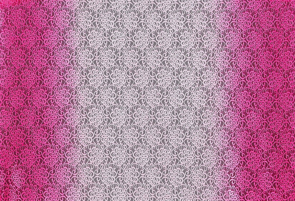ROSE/WATERMELON | 24528 - LACE OMBRE W/ GLITTER & SCALLOP - Zelouf Fabric