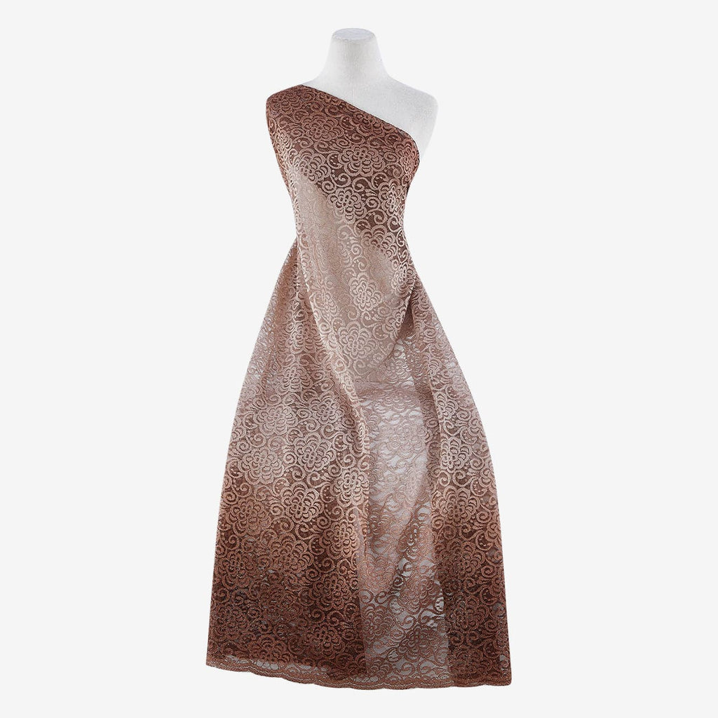 TAUPE/LATTE | 24528 - LACE OMBRE W/ GLITTER & SCALLOP - Zelouf Fabric