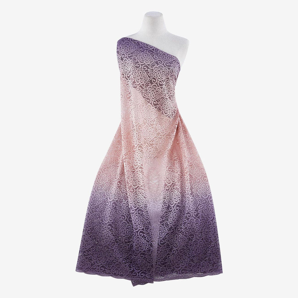 VIOLET/ROSE | 24528 - LACE OMBRE W/ GLITTER & SCALLOP - Zelouf Fabric