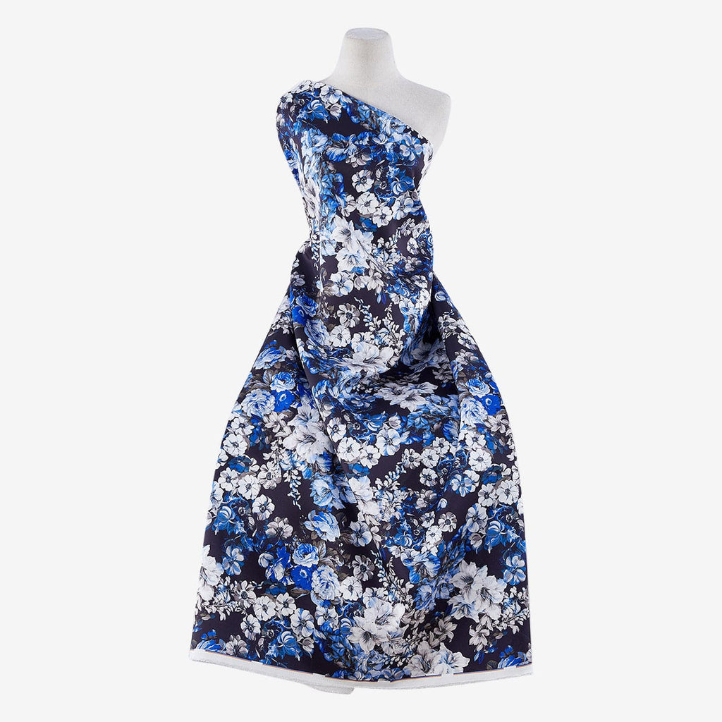 BLACK/BLUE | 24532-4765DP - LULU PRINT MIKADO - Zelouf Fabric