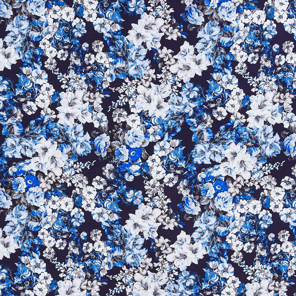 BLACK/BLUE | 24532-4765DP - LULU PRINT MIKADO - Zelouf Fabric