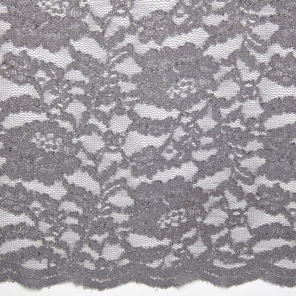 LACE SCALLOP WITH GLITTER LACE  | 24533-GLITTER GREY MYSTERY - Zelouf Fabrics