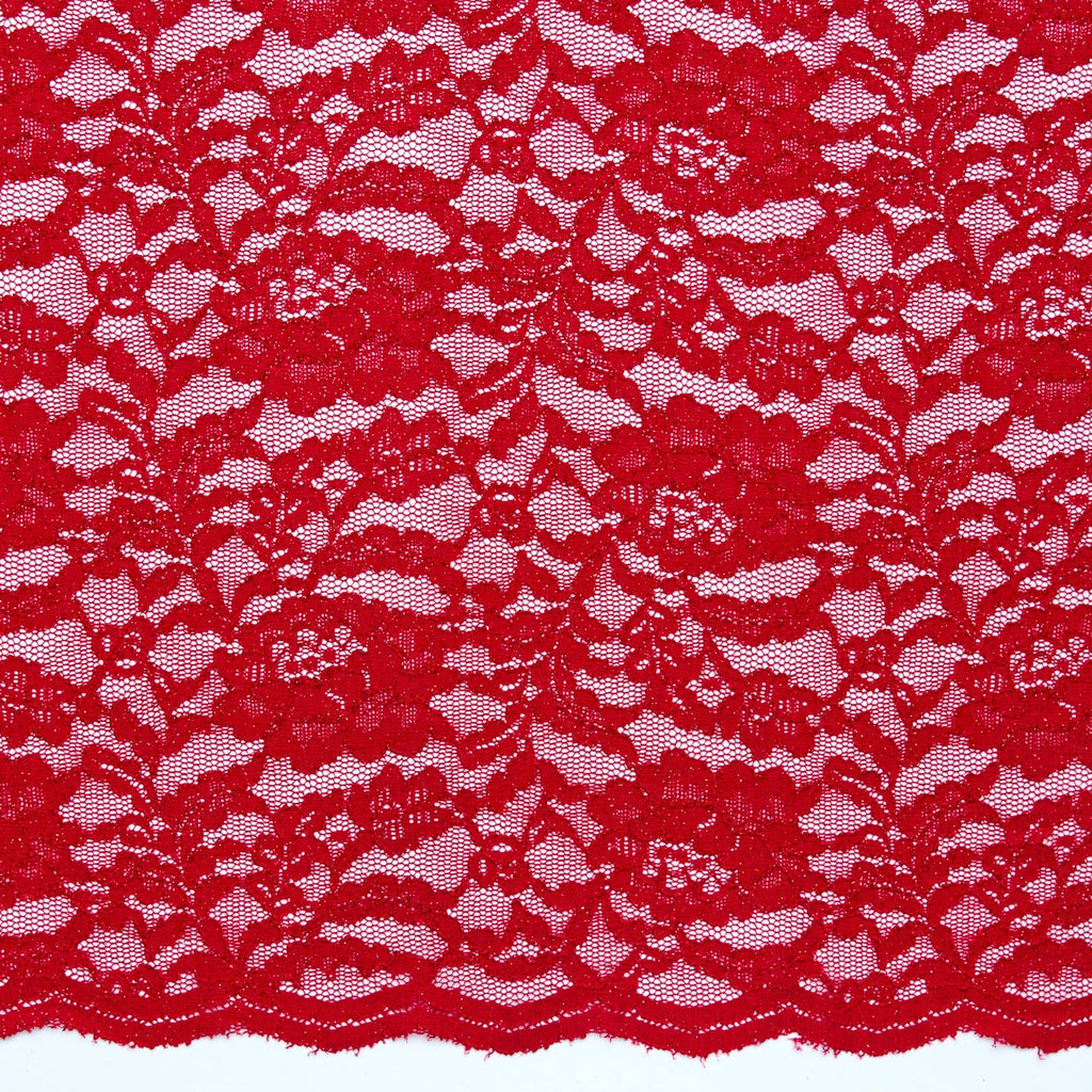 RED DELIGHT | 24533-GLITTER - LACE SCALLOP WITH GLITTER LACE - Zelouf Fabrics