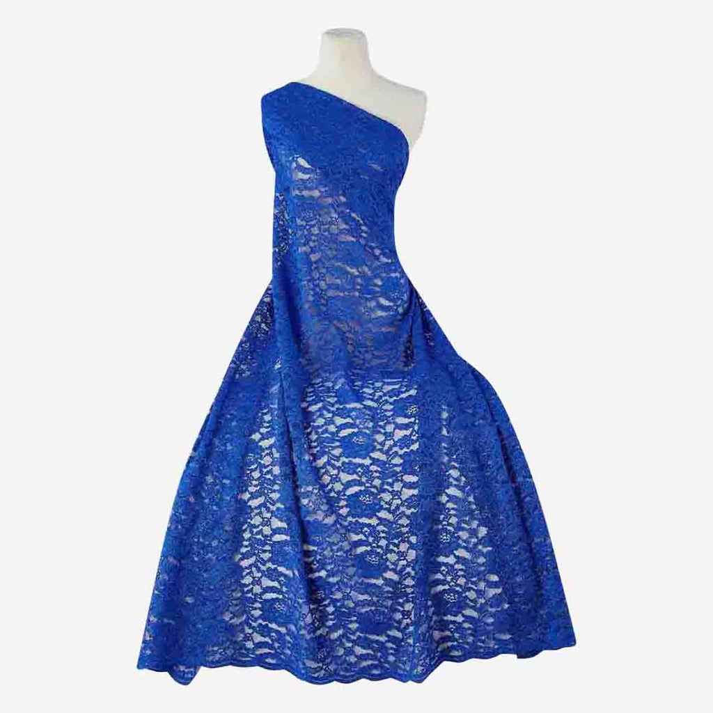 COBALT DELIGHT | 24533-GLITTER - LACE SCALLOP WITH GLITTER LACE - Zelouf Fabrics