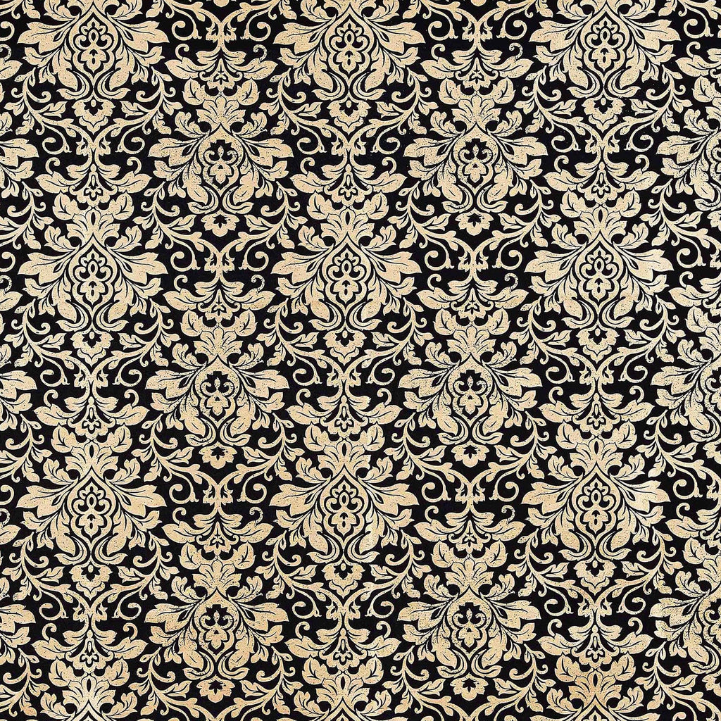 COCO SCUBA CREPE FOIL PRINT  | 24554 BLACK/GOLD - Zelouf Fabrics