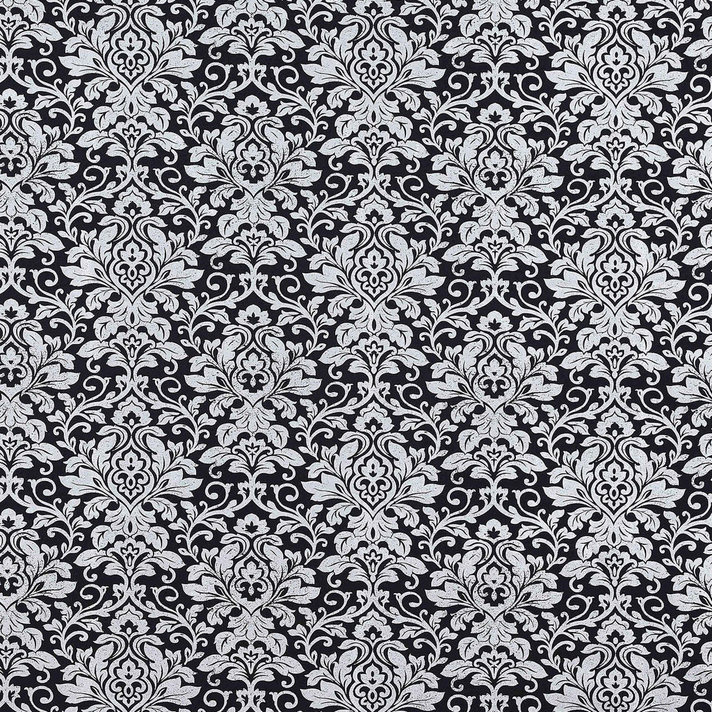 COCO SCUBA CREPE FOIL PRINT  | 24554 BLACK/SILVER - Zelouf Fabrics
