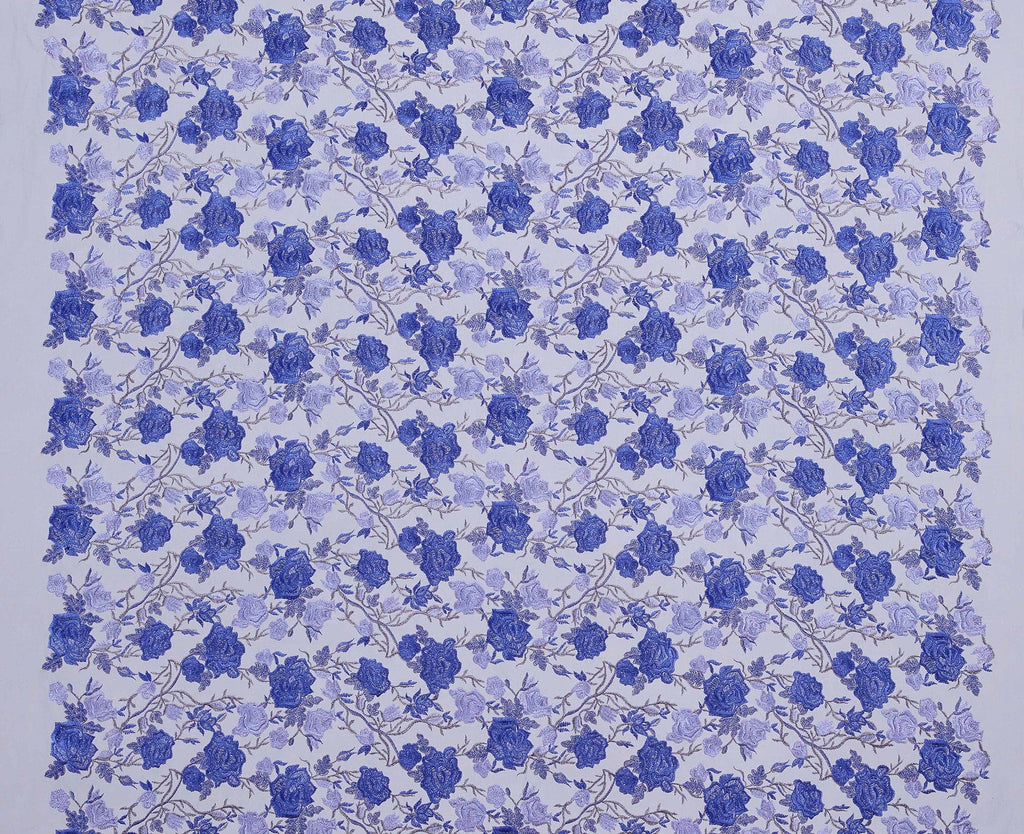 COBALT COMBO | 24564 - COCO LACE EMBROIDERY FLOWER - Zelouf Fabrics
