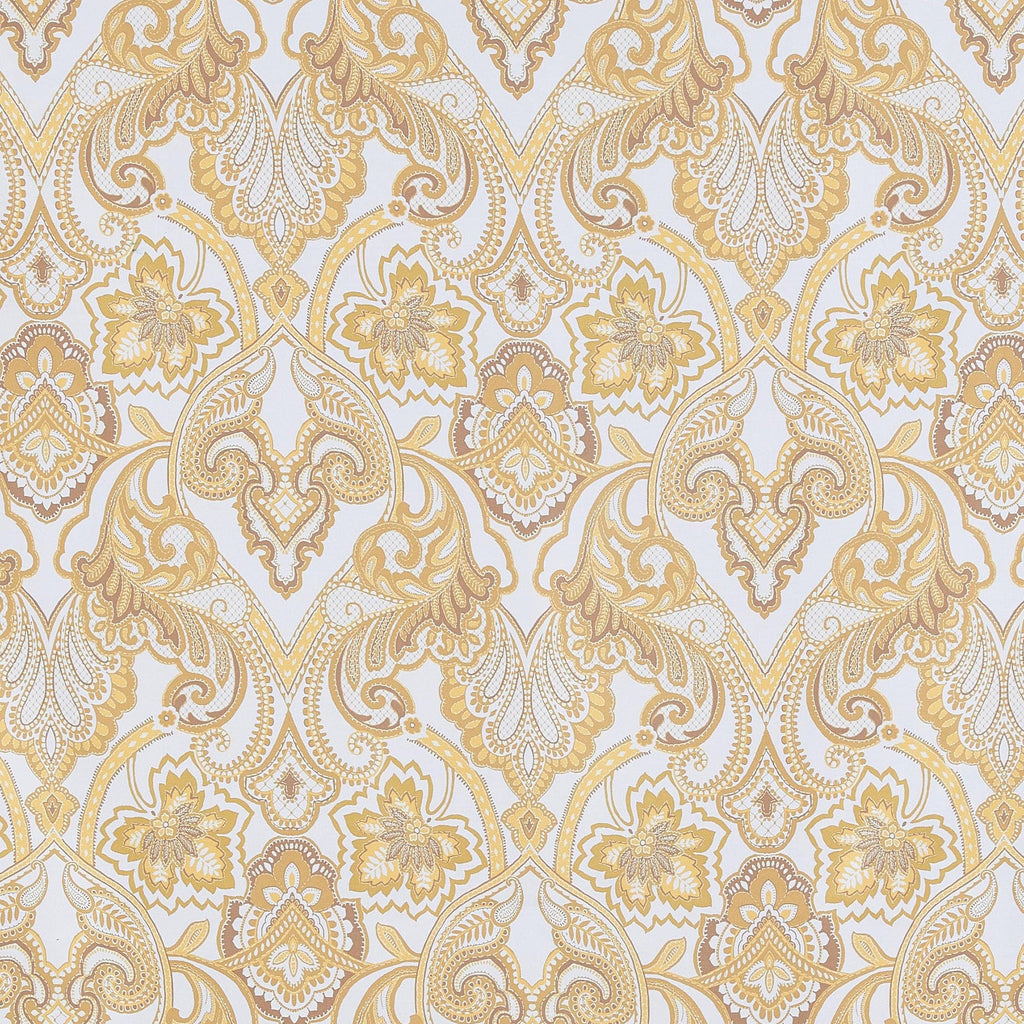 IVORY/GOLD | 24624-4765DP - MONTMARTRE LACE PRINT MIKADO - Zelouf Fabric
