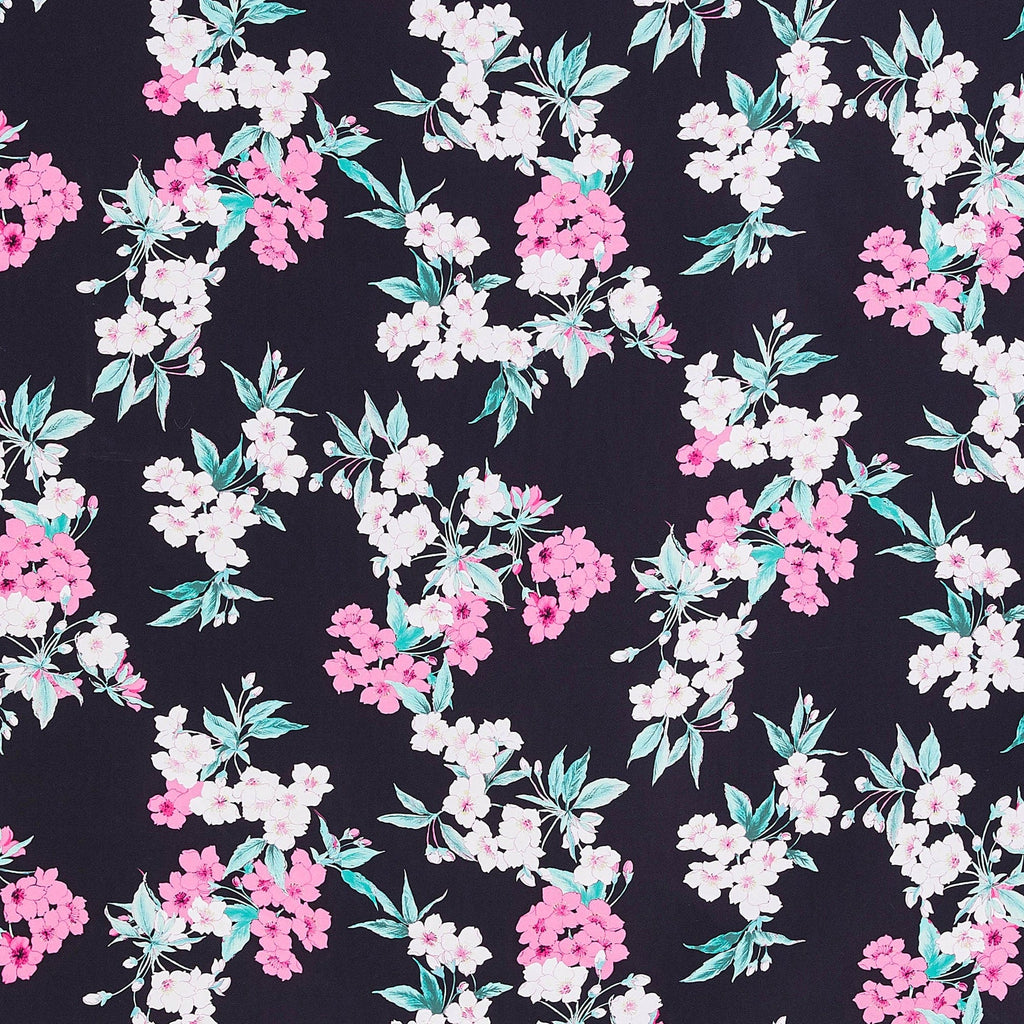 BLACK/ROSE | 24628-4765DP - NOIR CHERRY BLOSSOMS MIKADO - Zelouf Fabric