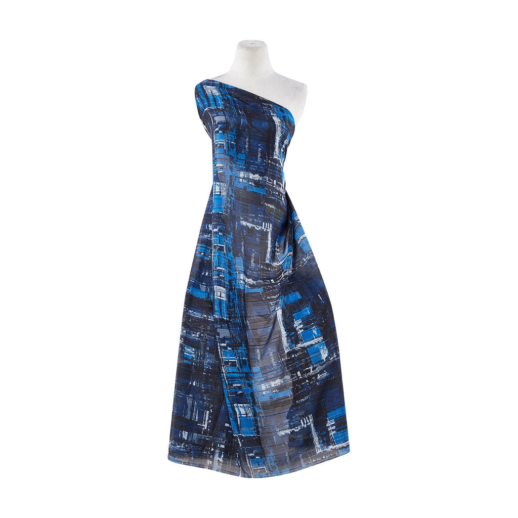 AURORA PRINTED LUREX STRIPE CHIFFON  | 24659DP BLACK/BLUE - Zelouf Fabrics