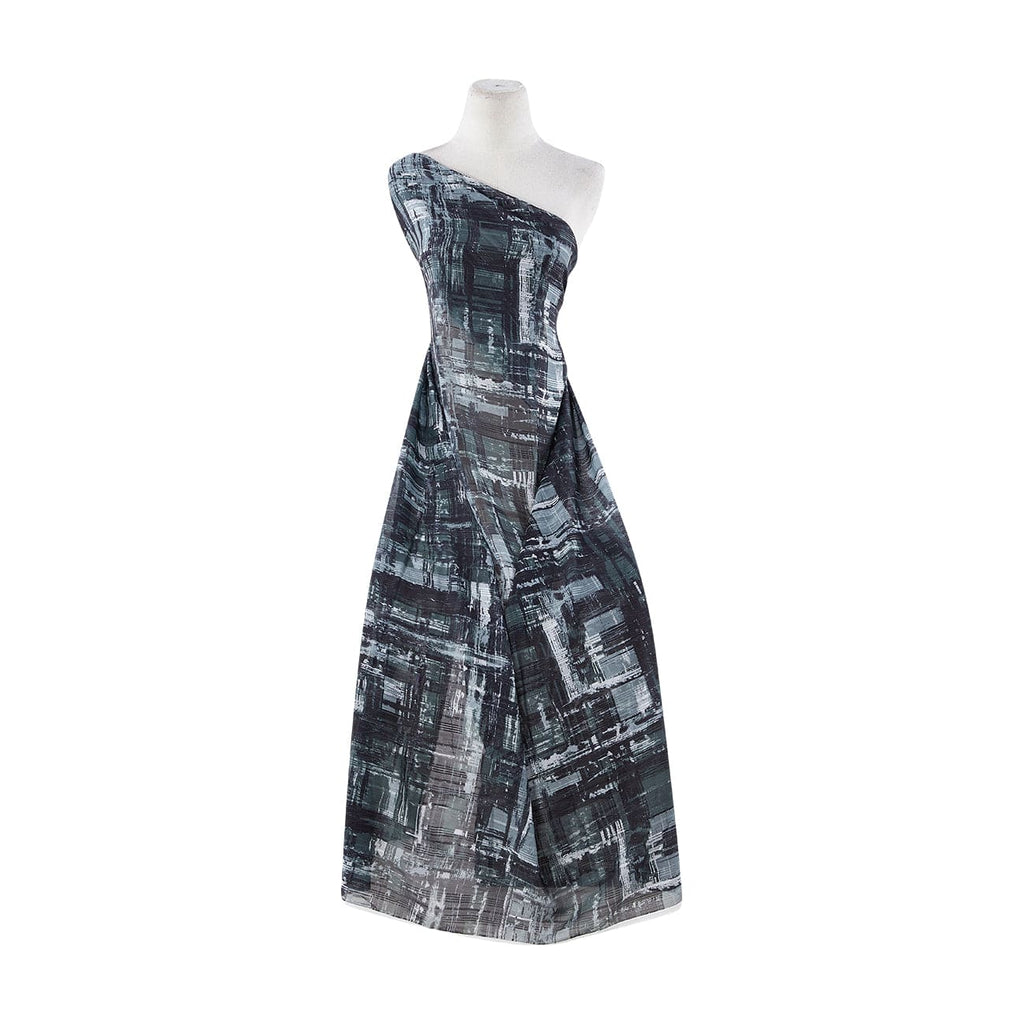 BLACK/GREEN | 24659DP - AURORA PRINTED LUREX STRIPE CHIFFON - Zelouf Fabrics