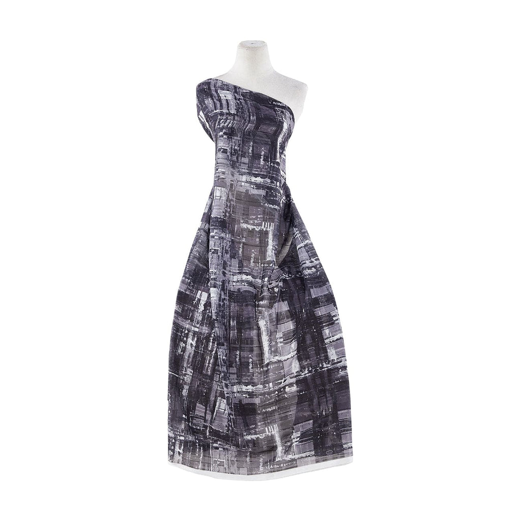 AURORA PRINTED LUREX STRIPE CHIFFON  | 24659DP BLACK/TAUPE - Zelouf Fabrics