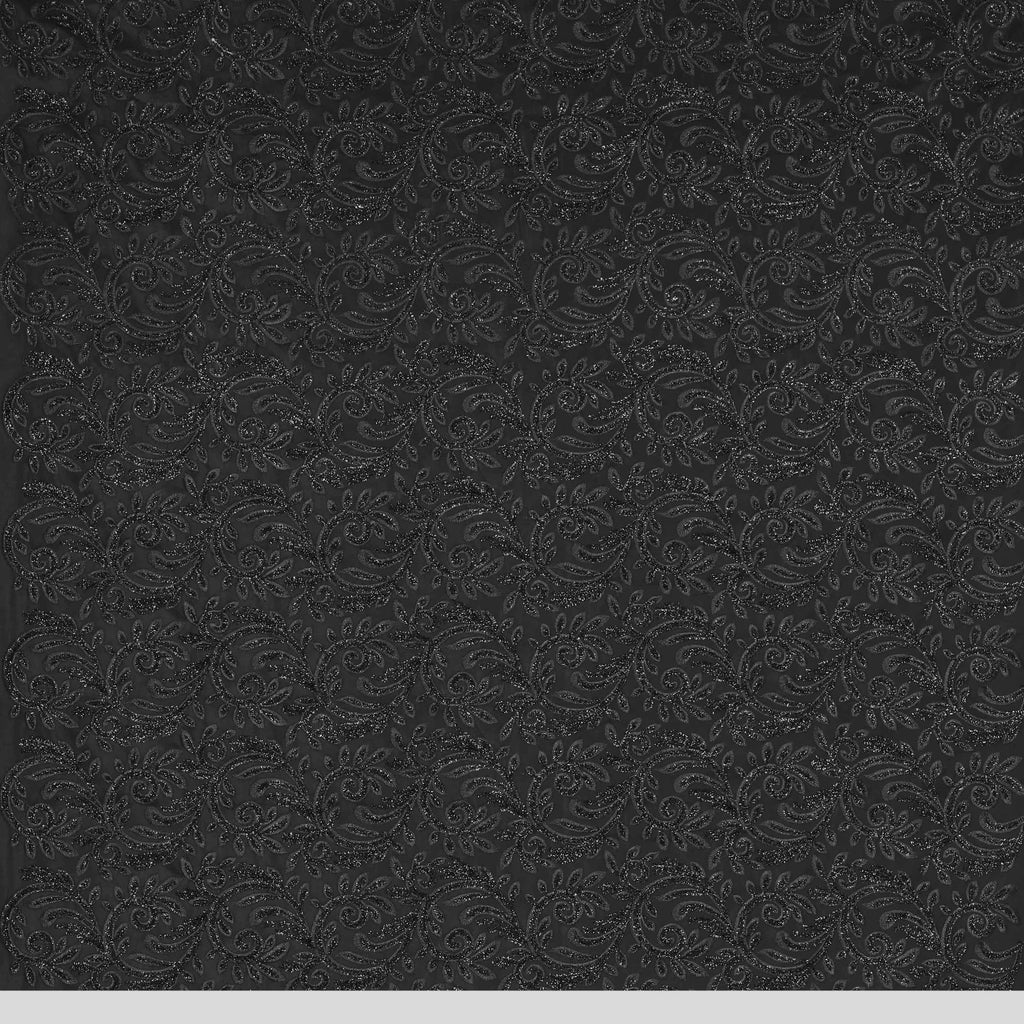 BLACK | 24667-5566 - Eyelash Embroidery On Scuba - Zelouf Fabrics