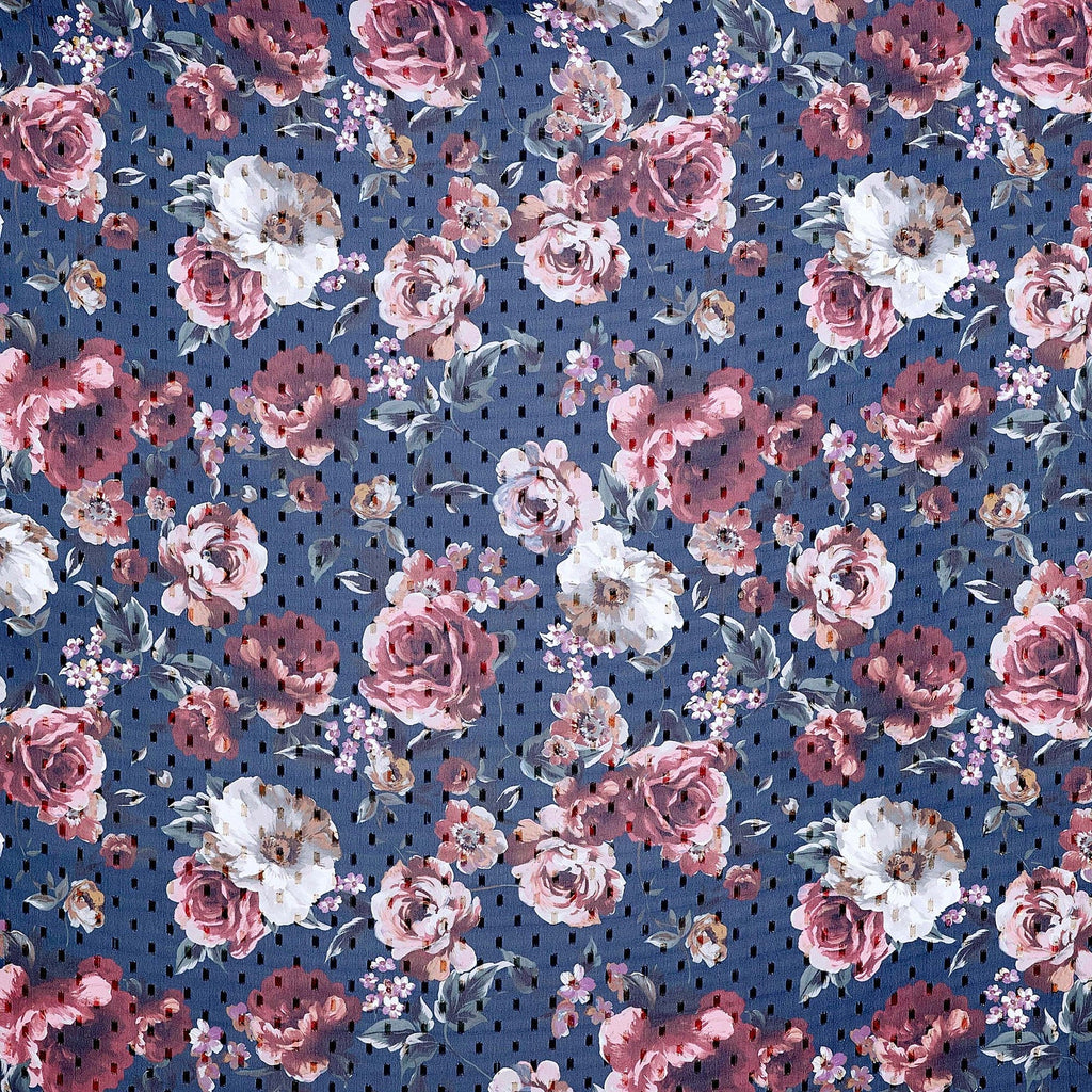 ORCHID COMBO | 24681-G02DP - JOSALYN FLORAL PRINT LUREX CHIFFON - Zelouf Fabric