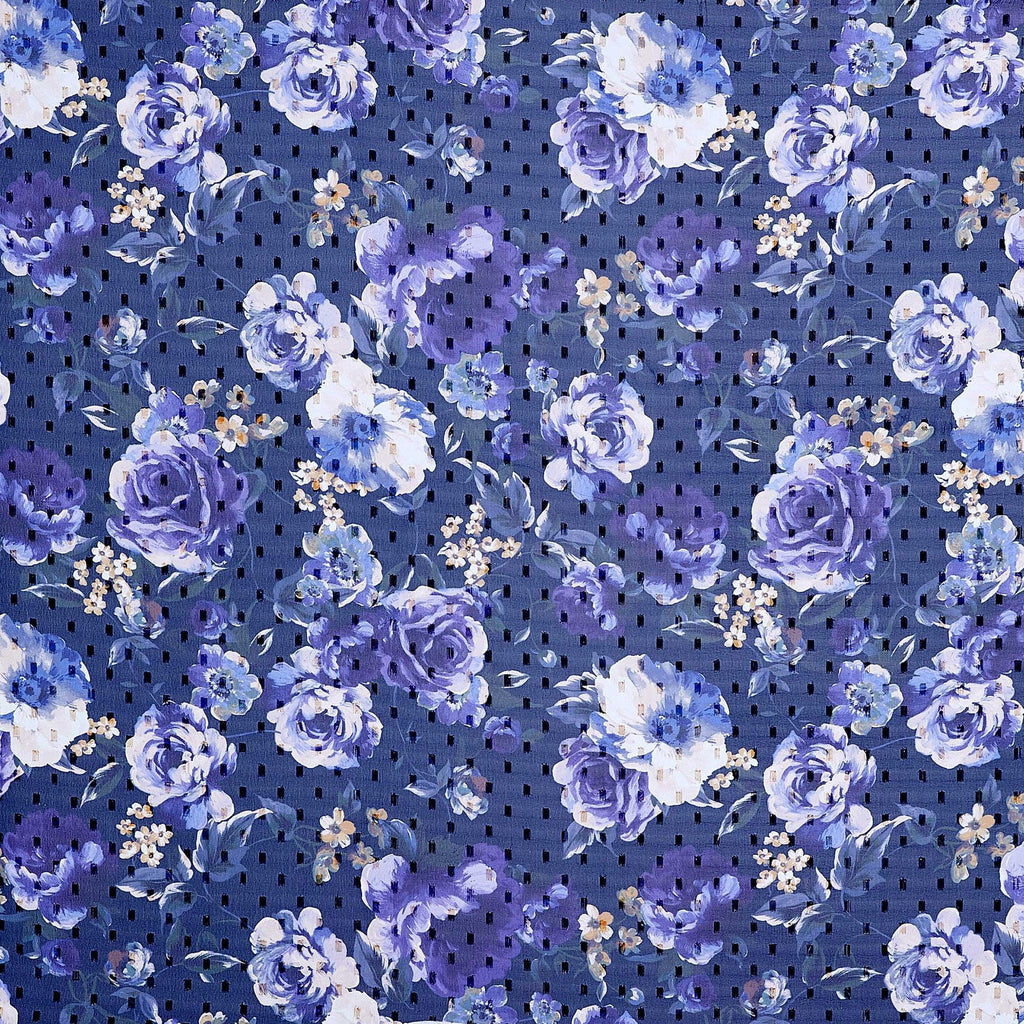 PURPLE COMBO | 24681-G02DP - JOSALYN FLORAL PRINT LUREX CHIFFON - Zelouf Fabric