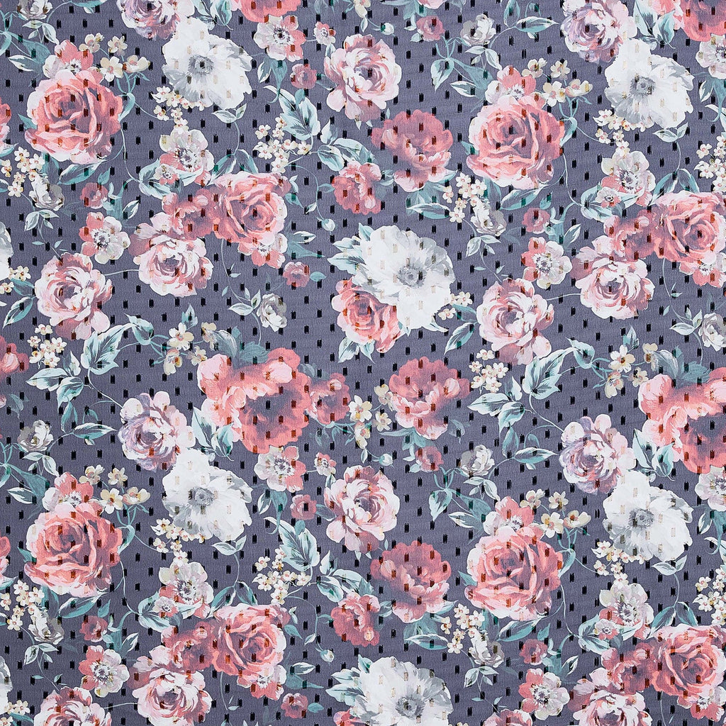 JOSALYN FLORAL PRINT LUREX CHIFFON  | 24681-G02DP RED COMBO - Zelouf Fabrics