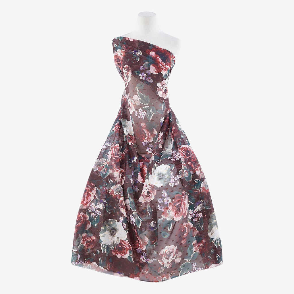 ROSE COMBO | 24681-G02DP - JOSALYN FLORAL PRINT LUREX CHIFFON - Zelouf Fabric