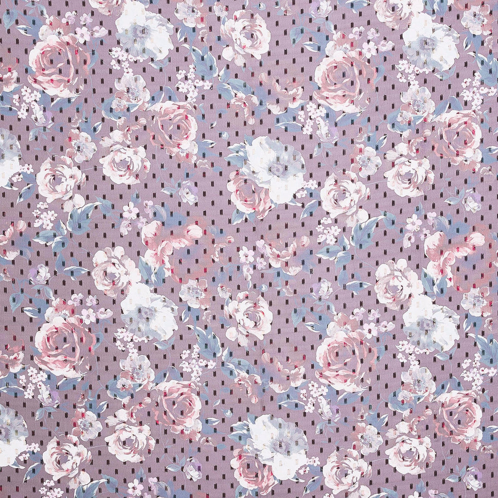 JOSALYN FLORAL PRINT LUREX CHIFFON  | 24681-G02DP ROSE COMBO - Zelouf Fabrics