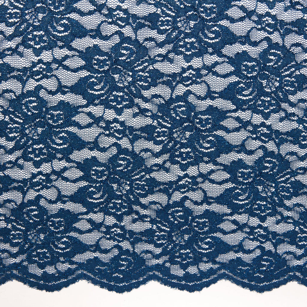 LAUREL FLORAL SCALLOP GLITTER LACE  | 24688SC-GLITTER  - Zelouf Fabrics
