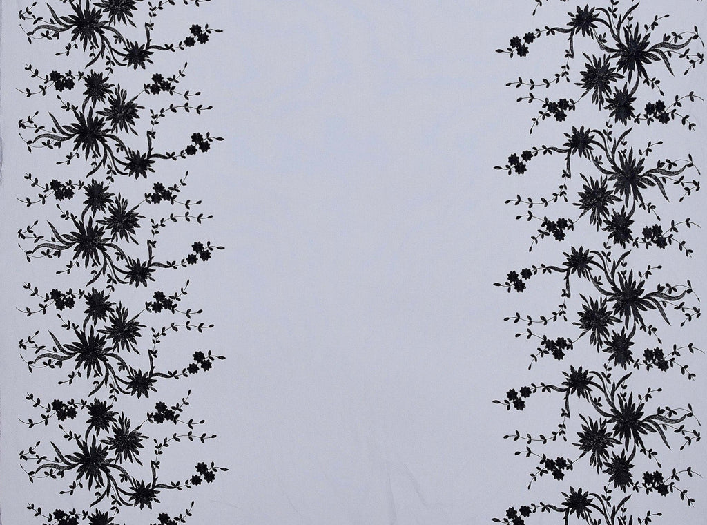 DAISY EMBROIDERY MESH  | 24693 BLACK - Zelouf Fabrics