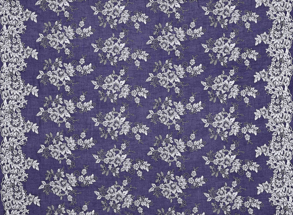 BETSY FLORAL EMBROIDERED POPLIN  | 24714 NAVY/WHITE - Zelouf Fabrics