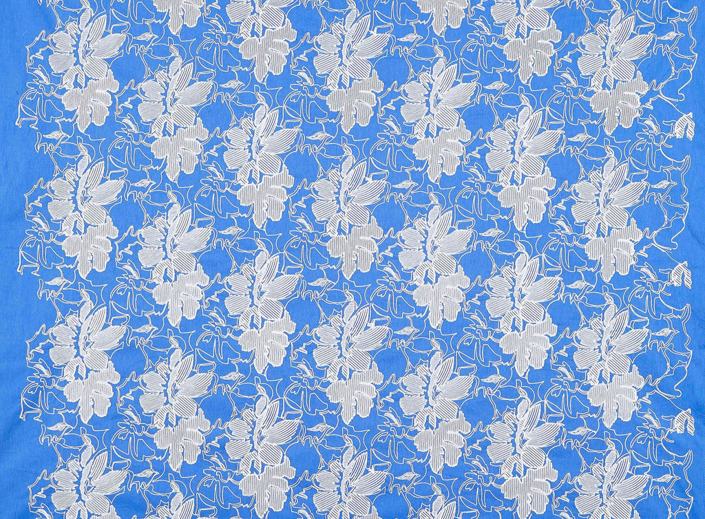PERI BLISS/WHITE | 24715 - CARROL CHAIN STITCH EMBROIDERY POPPLIN - Zelouf Fabrics